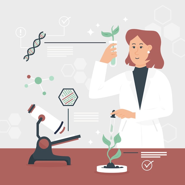 Flat biotechnology illustration