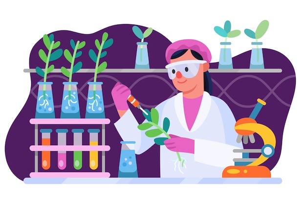 Flat biotechnology illustration