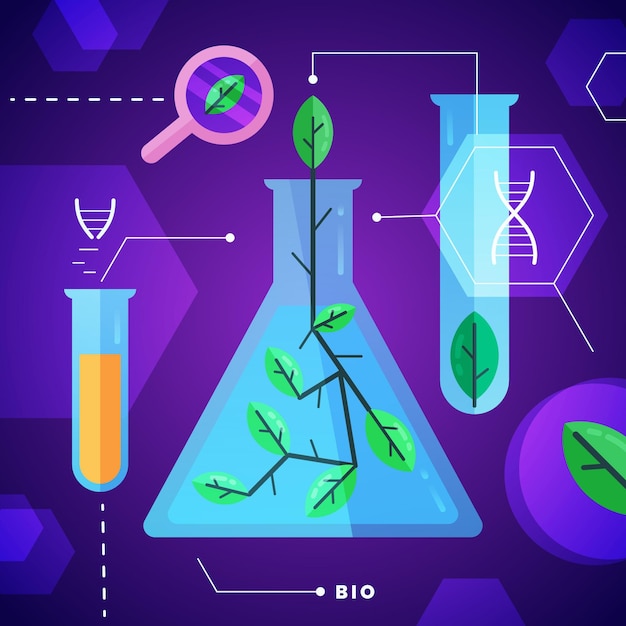 Flat biotechnology laboratory illustration