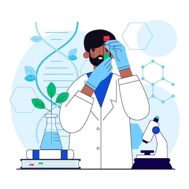 Flat biotechnology laboratory illustration