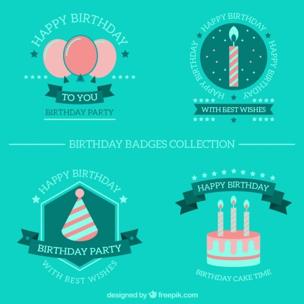 Free vector flat birthday badges