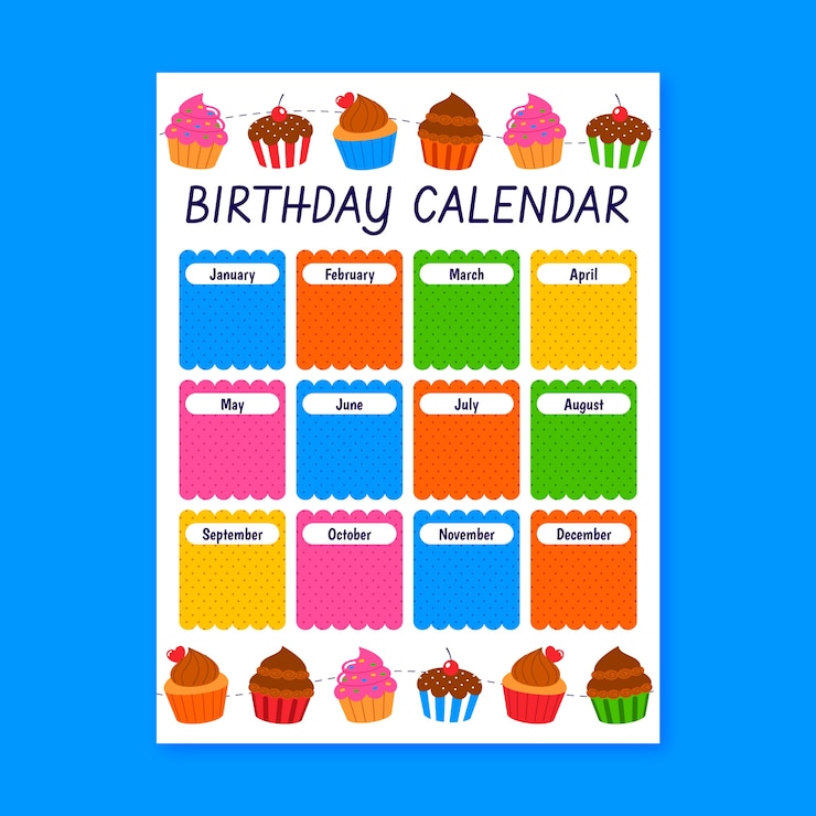 Free Vector flat birthday calendar template
