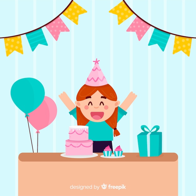 Flat birthday children background