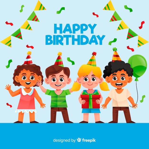 Free vector flat birthday children background