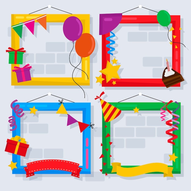 flat birthday collage frame collection