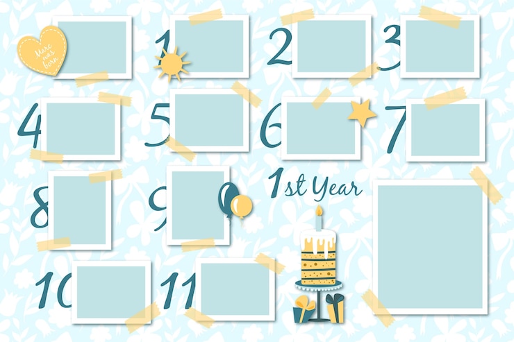 Free Vector flat birthday collage frame collection