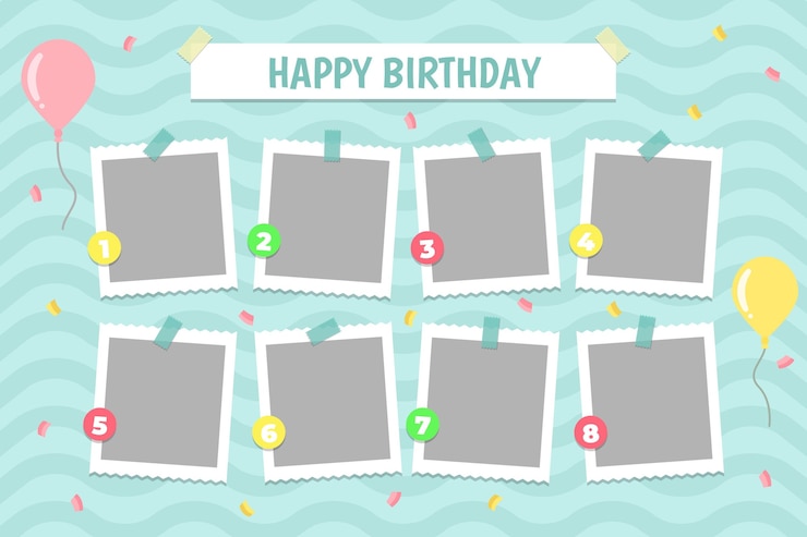 Free Vector flat birthday collage frames