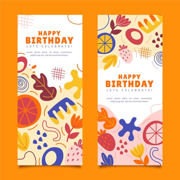 Flat birthday design banner