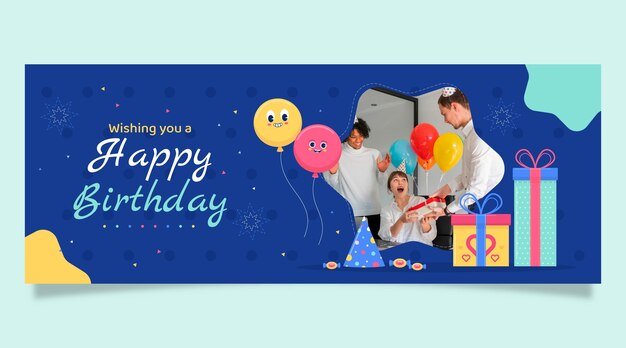 Flat birthday design template