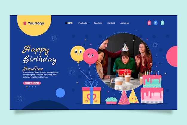 Free vector flat birthday design template