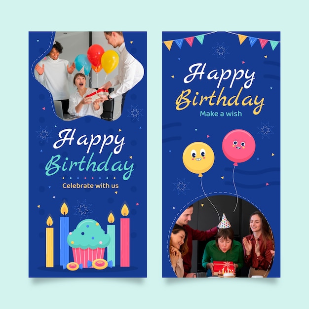 Free vector flat birthday design template