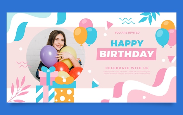 Free vector flat birthday design template