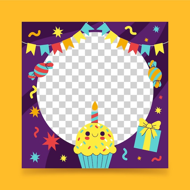 Free vector flat birthday facebook frame