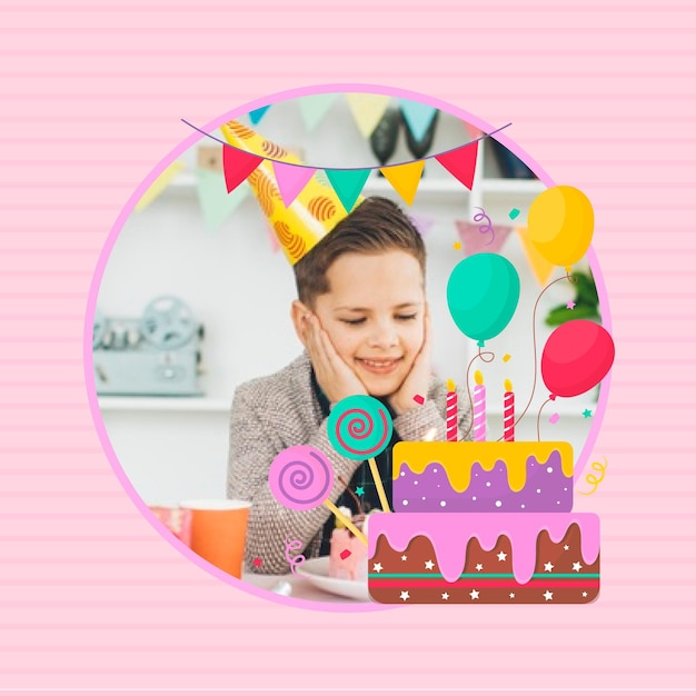 Free vector flat birthday facebook frame