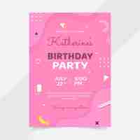 Free vector flat birthday invitation template