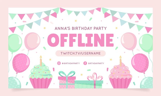 Flat birthday party celebration twitch background