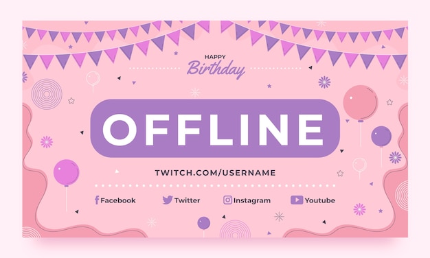 Free vector flat birthday party celebration twitch background