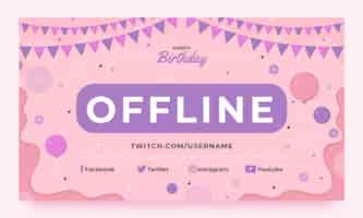 Free vector flat birthday party celebration twitch background