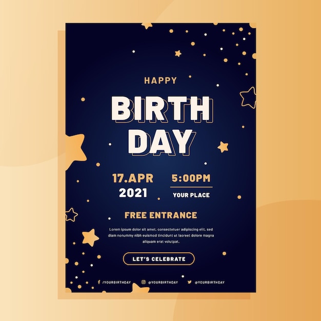 Flat birthday poster template