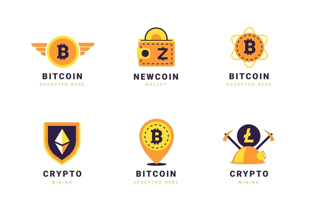 Flat bitcoin logos pack