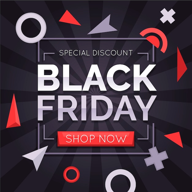 Free vector flat black friday background with different shapes