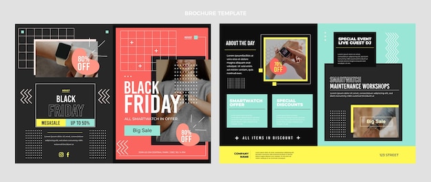 Flat black friday brochure template