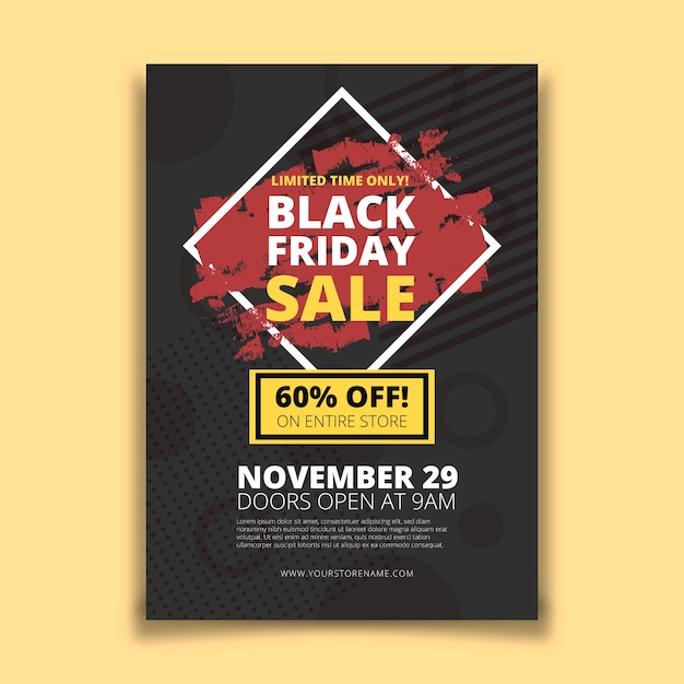 Flat black friday flyer with geometric background