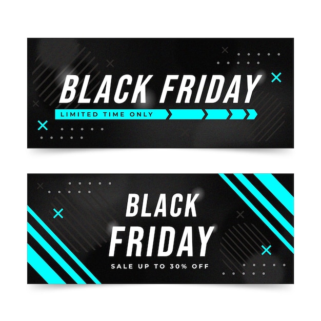 Free vector flat black friday horizontal banners set