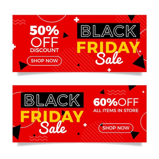 Flat black friday horizontal banners set