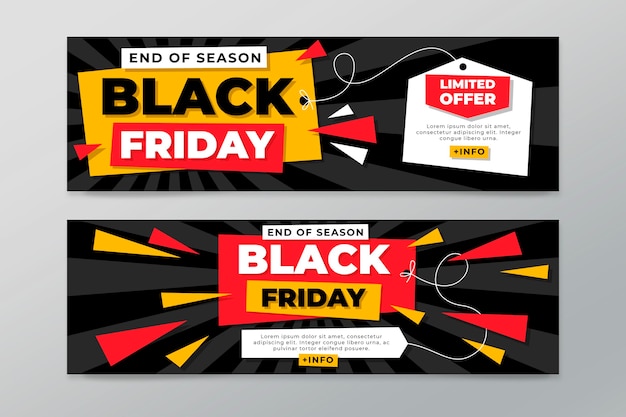 Free vector flat black friday horizontal banners set