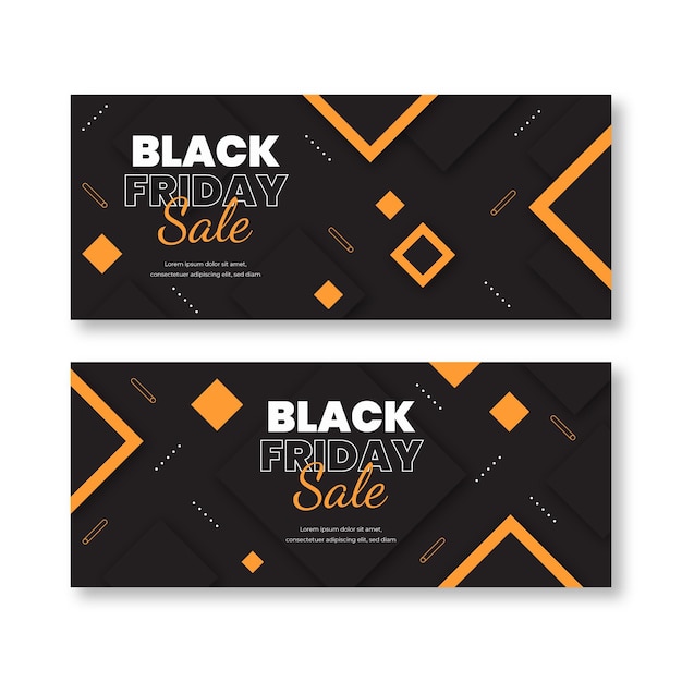 Free vector flat black friday horizontal banners set