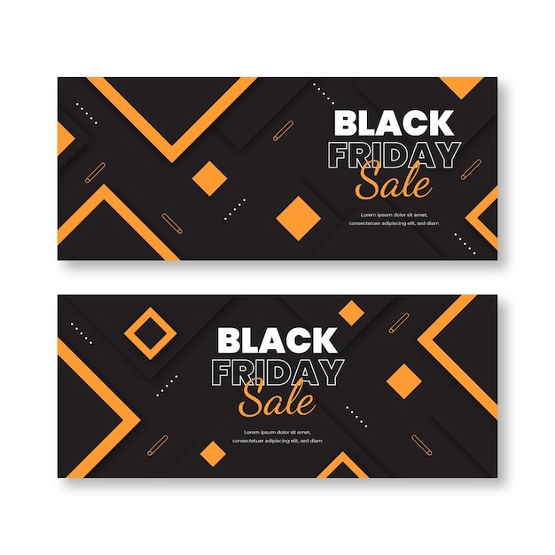 Free vector flat black friday horizontal banners set