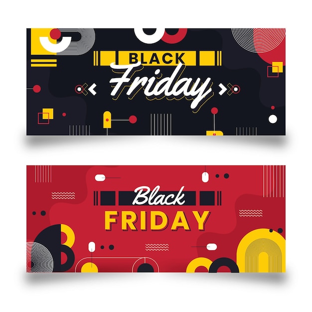 Free vector flat black friday horizontal banners set