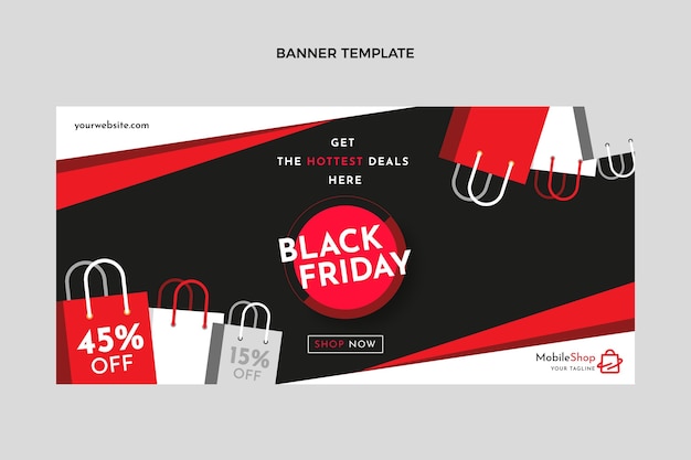 Free vector flat black friday horizontal sale banner