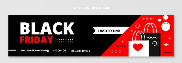 Free vector flat black friday horizontal twitch banner