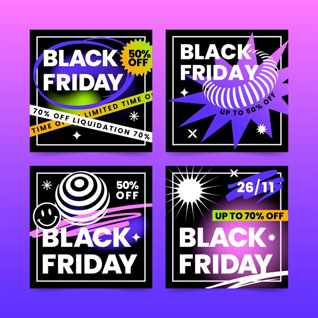 Flat black friday instagram posts collection