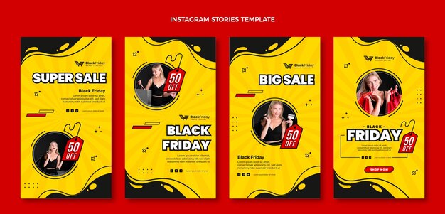 Flat black friday instagram stories collection