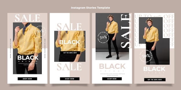 Flat black friday instagram stories collection