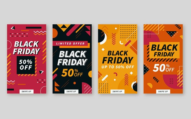 Flat black friday instagram stories collection