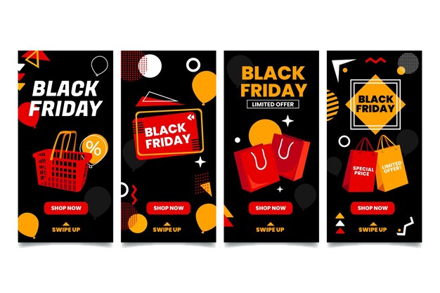 Flat black friday instagram stories collection