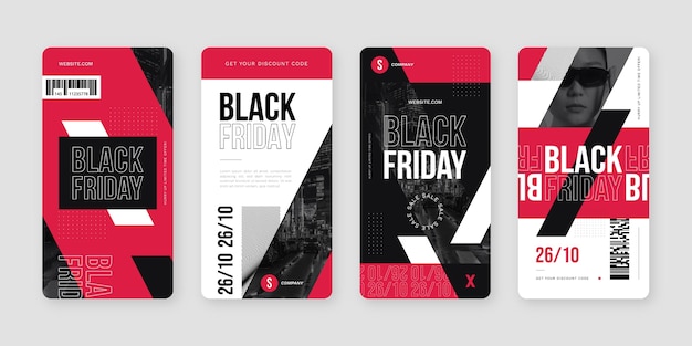 Free vector flat black friday instagram stories collection