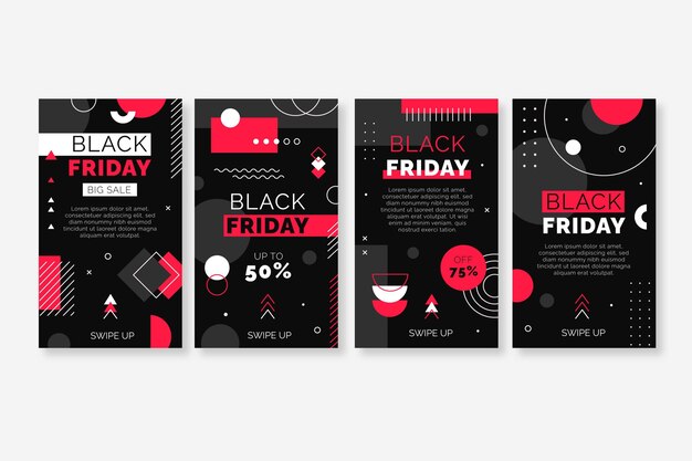 Flat black friday instagram stories collection