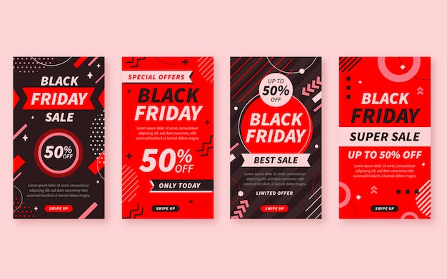 Flat black friday instagram stories collection