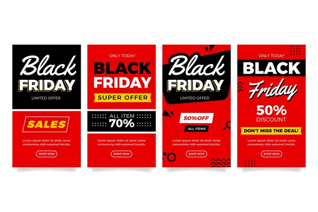 Flat black friday instagram stories collection