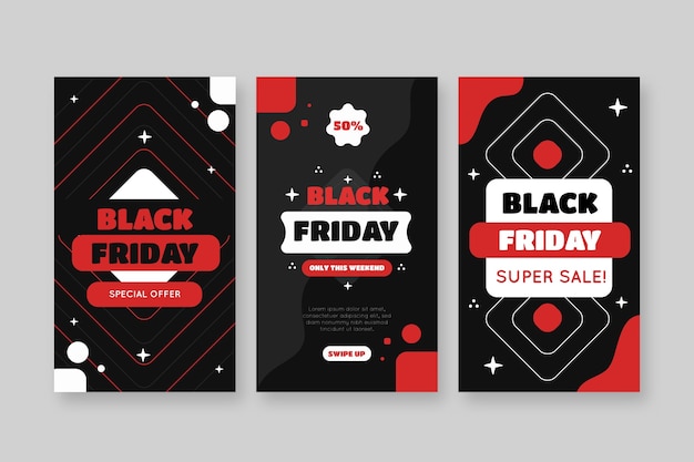 Flat black friday instagram stories collection