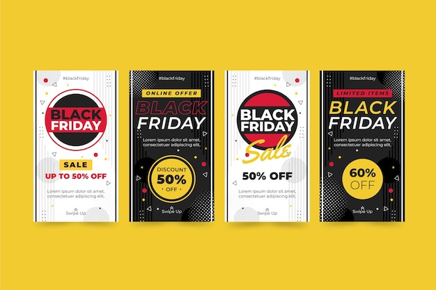 Flat black friday instagram stories collection