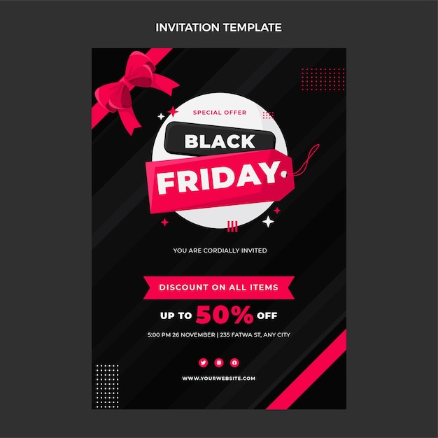 Free vector flat black friday invitation template