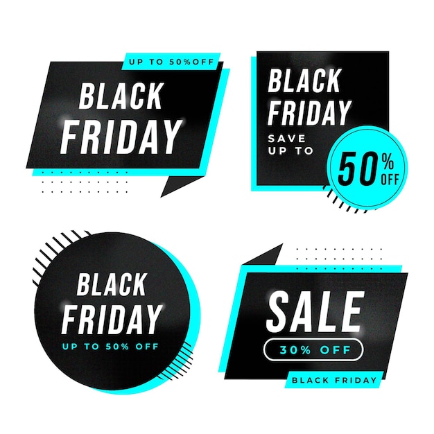 Vettore gratuito collezione di etichette flat black friday