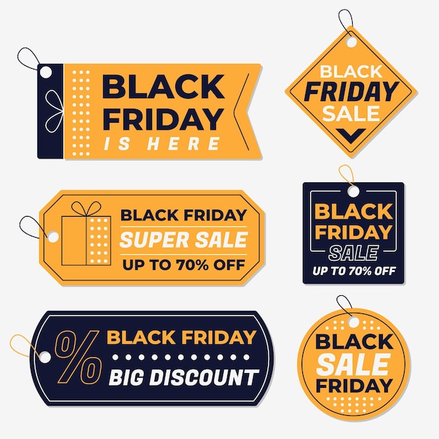 Free vector flat black friday labels collection