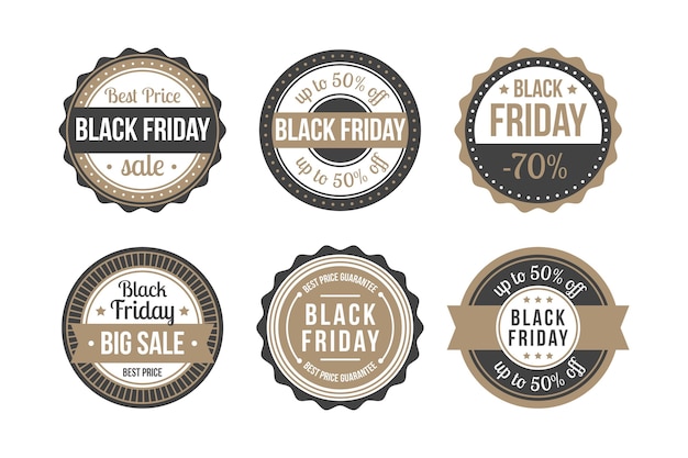 Flat black friday labels collection